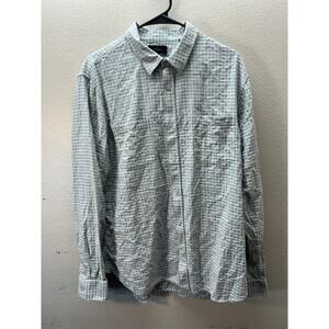 Vince‎ Mens XL Button Up Shirt Gray Cotton Blend Check Double Pocket Western